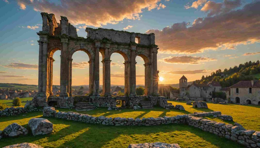 Les ruines de Montrond au coucher du soleil : un décor chargé d’histoire