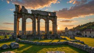 Les ruines de Montrond au coucher du soleil : un décor chargé d’histoire
